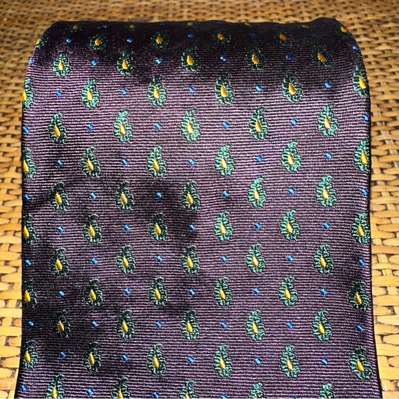 Lauren Ralph Lauren Mens Tie Hand Finish 100% Silk Made In USA Purple Preppy Y2K - Picture 2 of 8